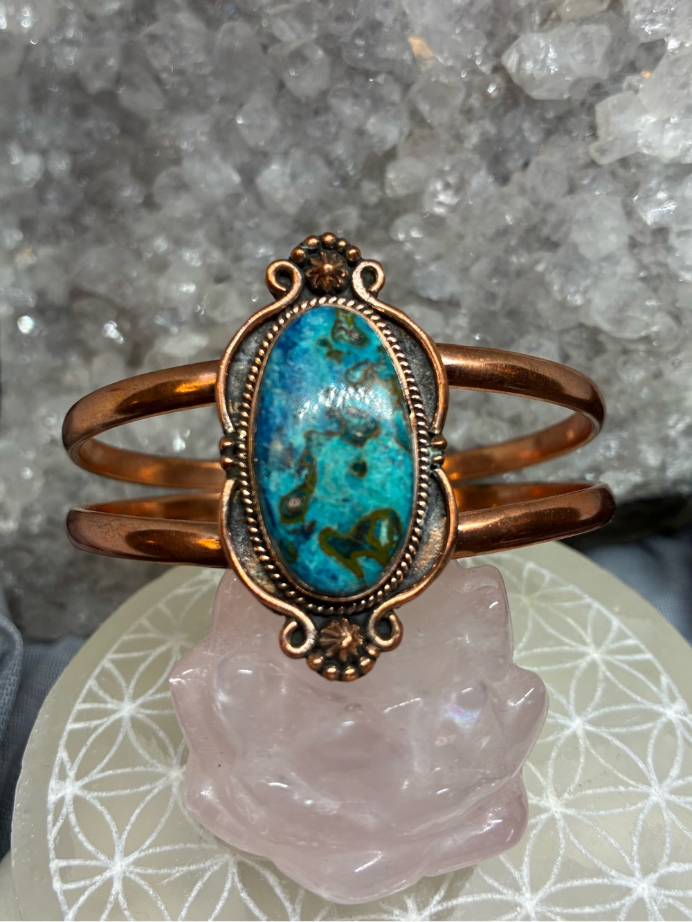 Turquoise Stone Copper Cuff Bracelet